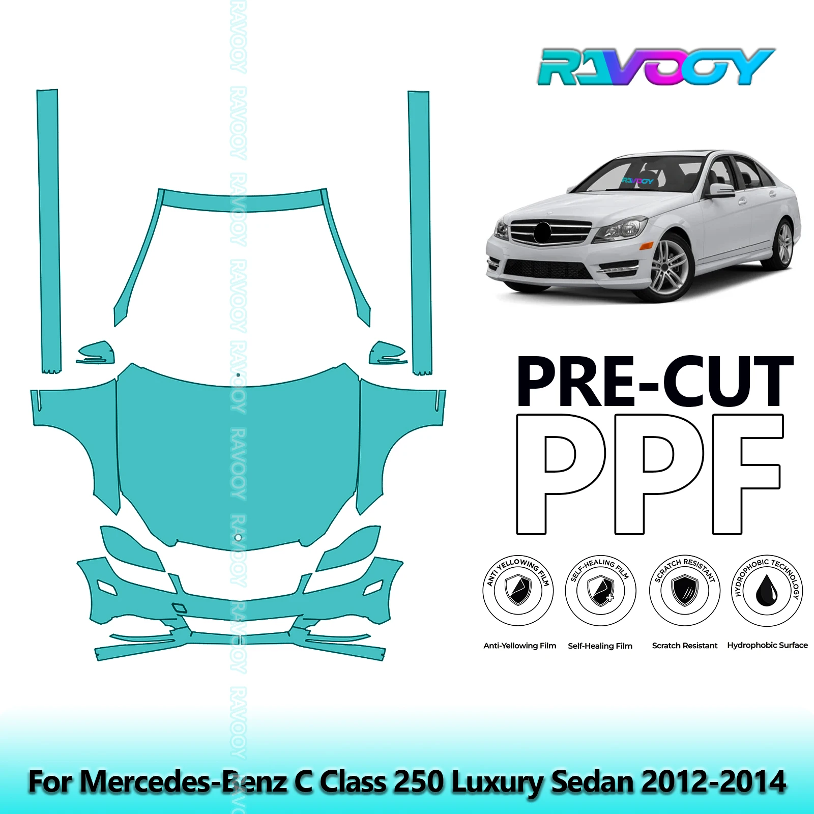 Front Kit+Rockers Clear Bra Precut PPF Paint Protection Film For Mercedes-Benz C Class 250 Luxury Sedan 2012-2014
Front Kit+Rockers Clear Bra Precut PPF Paint Protection Film For Mercedes-Benz C Class 250 Luxury Sedan 2012-2014