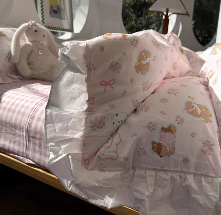 Romantic sweet pink dog flower plaid bedding set,twin full queen lovely floral cotton home textile sheet pillow case quilt cover
Romantic sweet pink dog flower plaid bedding set,twin full queen lovely floral cotton home textile sheet pillow case quilt cover