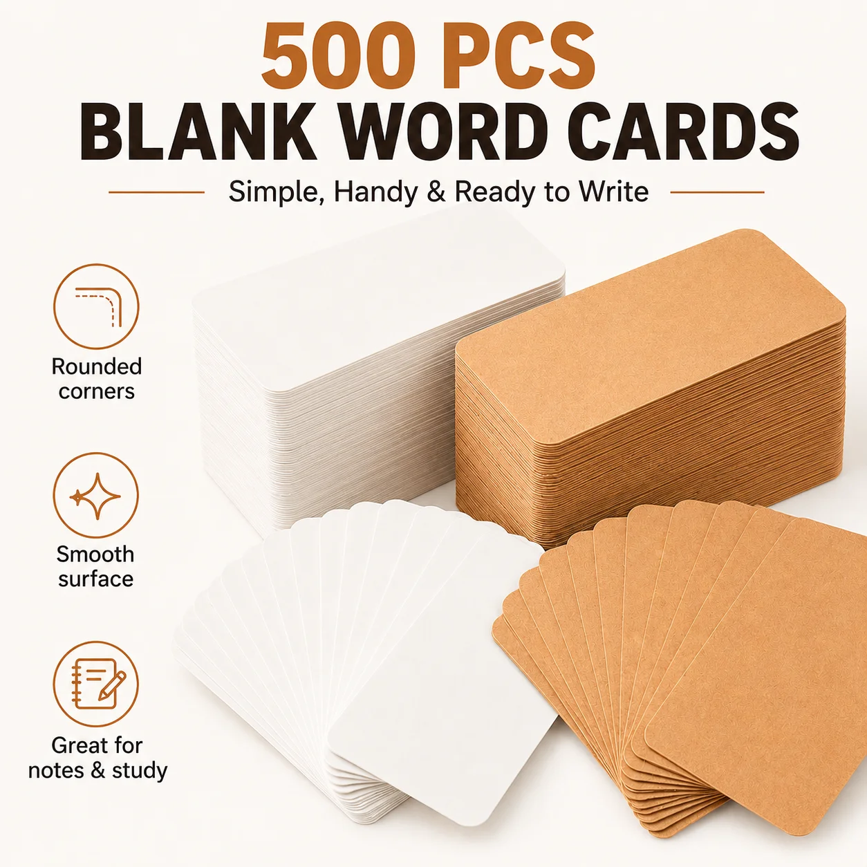 Blank kraft paper message cards, rounded corner cards for thank you notes, gift tags, flashcards and DIY crafts.
Blank kraft paper message cards, rounded corner cards for thank you notes, gift tags, flashcards and DIY crafts.