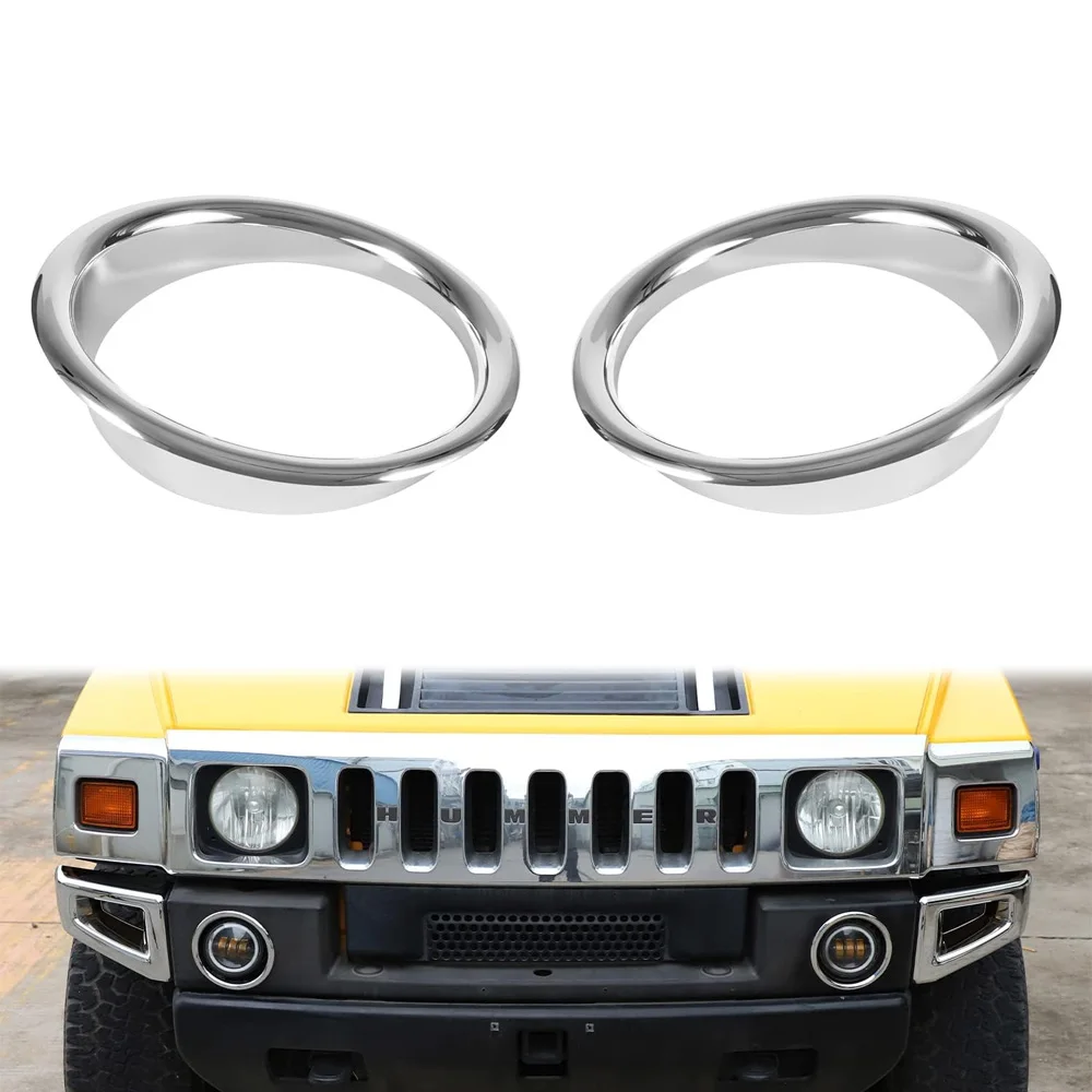 Front Bumper Driving Fog Light Ring Bezels Covers Trim Molding Chrome Exterior Accessories Compatible with Hummer H2 2003-2009
Front Bumper Driving Fog Light Ring Bezels Covers Trim Molding Chrome Exterior Accessories Compatible with Hummer H2 2003-2009