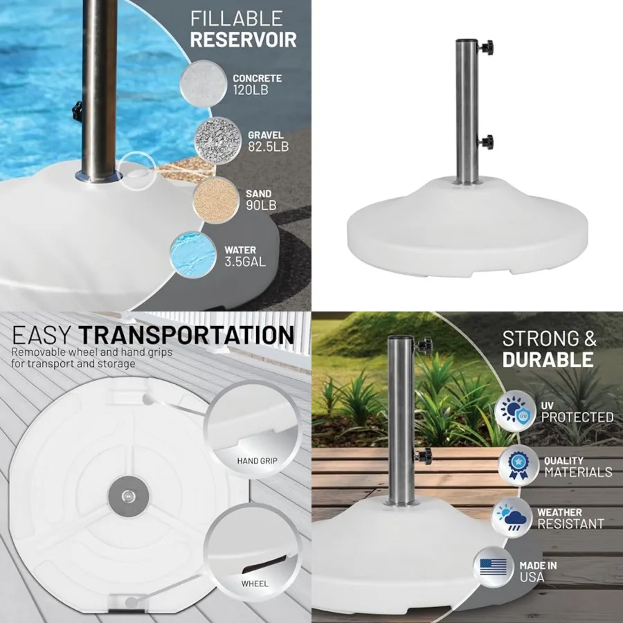 Fillable 120lb Capacity Commercial Free Standing Umbrella Base Heavy Duty, Umbrella Base with Wheels, Fillable Patio Umbrella B
Fillable 120lb Capacity Commercial Free Standing Umbrella Base Heavy Duty, Umbrella Base with Wheels, Fillable Patio Umbrella B