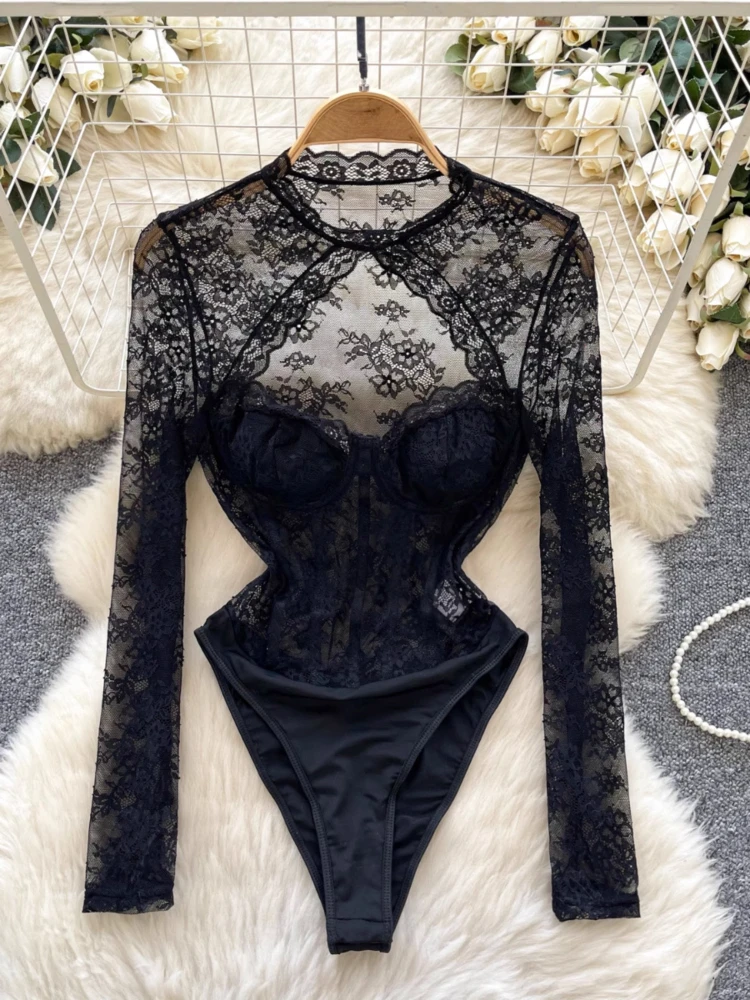 2025 French Sexy Rompers O Neck Long Sleeve Solid Color Lace Hollow Out Jumpsuits Female Slim Spring Summer Women's Clothing
2025 French Sexy Rompers O Neck Long Sleeve Solid Color Lace Hollow Out Jumpsuits Female Slim Spring Summer Women's Clothing