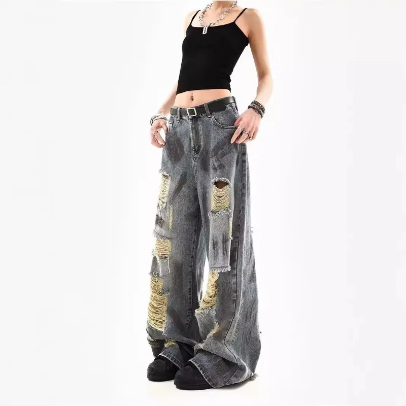 Hollow Out Frayed Jeans Women Vintage Baggy High Waist Straight Wide Leg Denim Pants Female Hip Hop Y2K Grunge Gothic Trousers
Hollow Out Frayed Jeans Women Vintage Baggy High Waist Straight Wide Leg Denim Pants Female Hip Hop Y2K Grunge Gothic Trousers