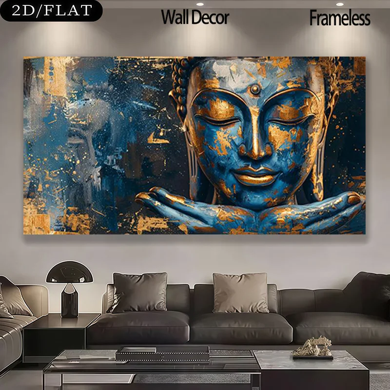 2D Flat Frameless Modern Abstract Buddha Canavs Painting Vintage Blue & Golden Canvas Wall Art for Living Room Bedroom Decortion
2D Flat Frameless Modern Abstract Buddha Canavs Painting Vintage Blue & Golden Canvas Wall Art for Living Room Bedroom Decortion