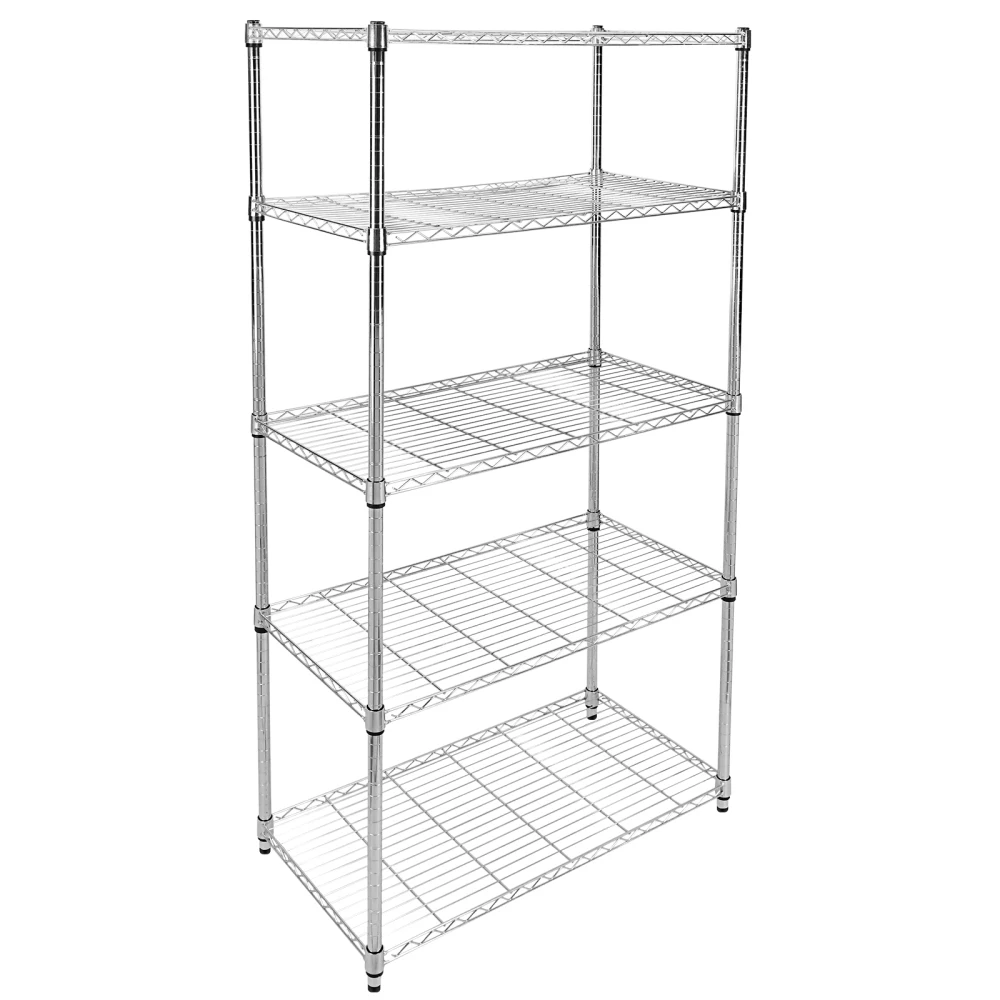 Simple Deluxe Heavy Duty 5-Shelf Shelving Unit, 35" D X 18"W X 70" H, 35 X 18 X 70‘’ Chrome
Simple Deluxe Heavy Duty 5-Shelf Shelving Unit, 35" D X 18"W X 70" H, 35 X 18 X 70‘’ Chrome