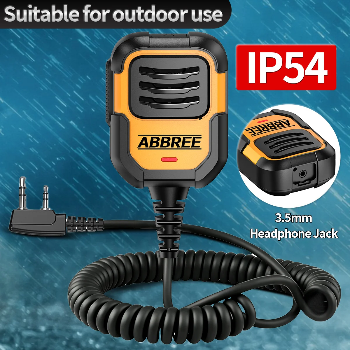 ABBREE AR-790 IP54 Waterproof Walkie Talkie Speaker Mic 2 Pin for Baofeng UV-5R BF-888S UV-5RH Quansheng UV-K5 Upgrade BF-780
ABBREE AR-790 IP54 Waterproof Walkie Talkie Speaker Mic 2 Pin for Baofeng UV-5R BF-888S UV-5RH Quansheng UV-K5 Upgrade BF-780