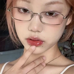 Y2K Harajuku Small Square Frame Glasses Women Retro Metal Eyeglasses Clear Spectacle Decorative Eyewear Y2K Harajuku Small Square Frame Glasses Women Retro Metal Eyeglasses Clear Spectacle Decorative Eyewear