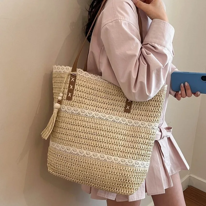 Women's Large Capacity Woven Tote Bag, Casual Shoulder Handbag for Daily Commute, Beach Vacation, Shopping Trip and Weekend
Women's Large Capacity Woven Tote Bag, Casual Shoulder Handbag for Daily Commute, Beach Vacation, Shopping Trip and Weekend