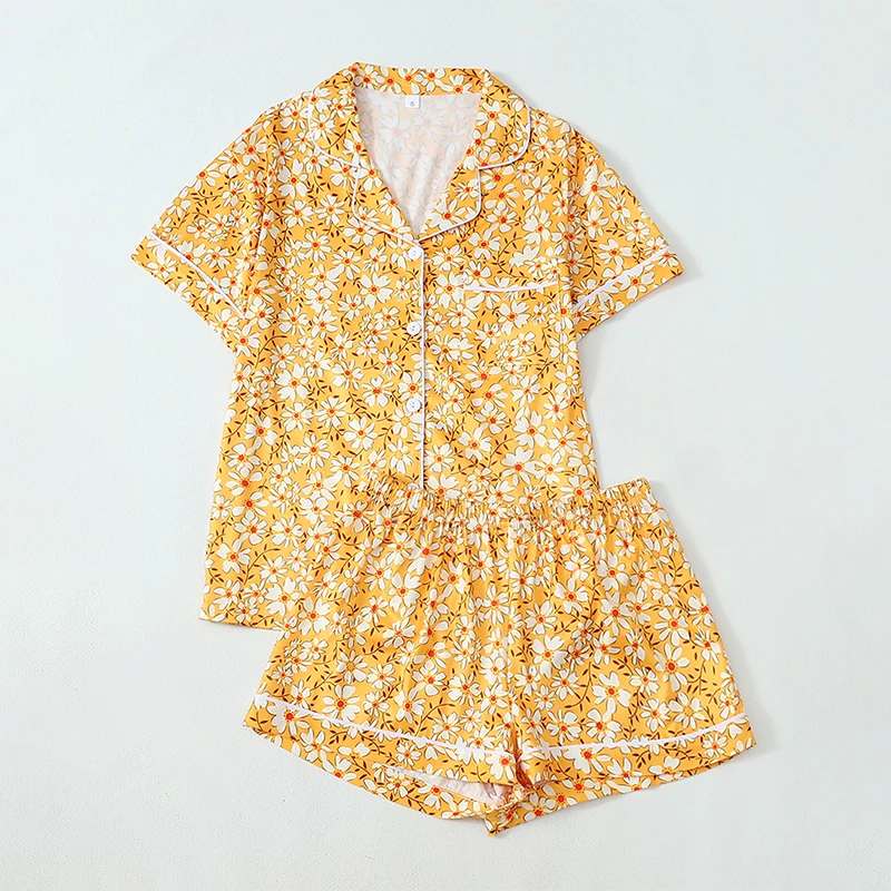 2Pcs Woman Summer Pajamas Suit Comfort Soft Short Sleeve Tops Shorts Nightwear Loose Leisure Cardigan Loungewear Spring Autumn
2Pcs Woman Summer Pajamas Suit Comfort Soft Short Sleeve Tops Shorts Nightwear Loose Leisure Cardigan Loungewear Spring Autumn
