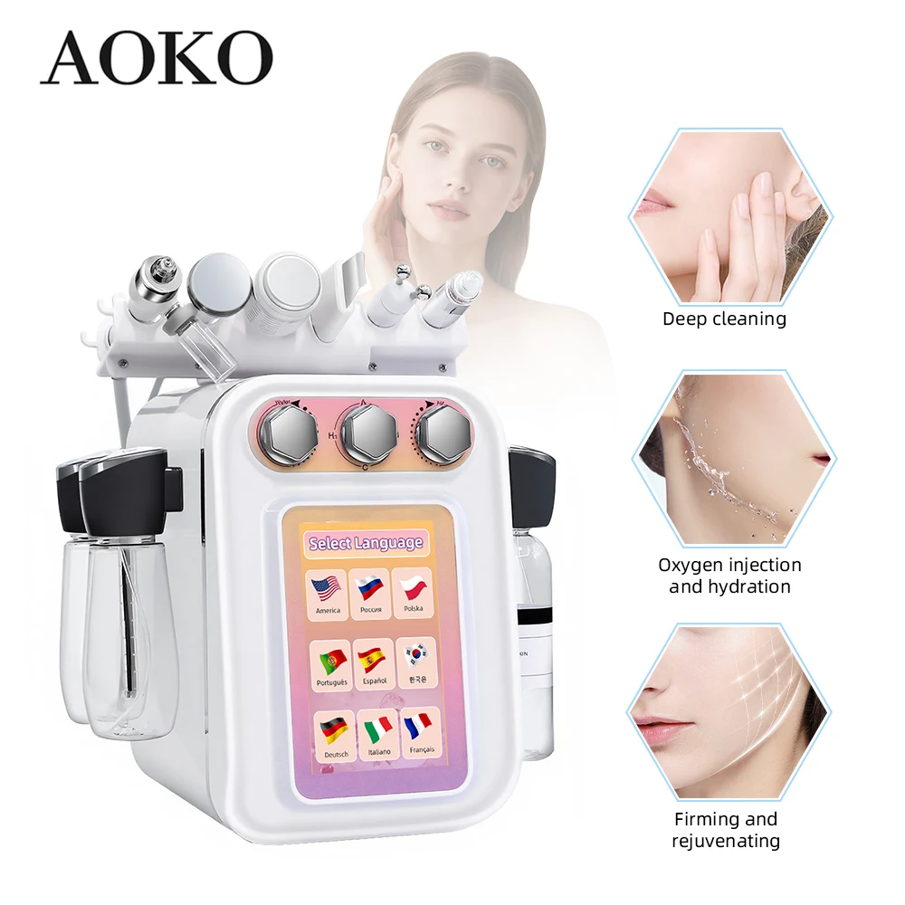 AOKO 6 in 1 Hydra Dermabrasion Machine Facial Water Oxygen Deep Cleaning Machine Skin Care Tightening Peeling Beauty Equipment
AOKO 6 in 1 Hydra Dermabrasion Machine Facial Water Oxygen Deep Cleaning Machine Skin Care Tightening Peeling Beauty Equipment