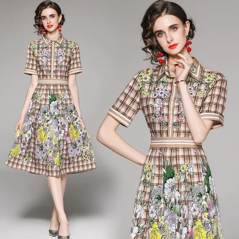 Grid Classical Women Summer Dresses Short Sleeve Beautiful Floral Patchwork Office Lady Skirts Bodycon Corest Elegant Vestidos
Grid Classical Women Summer Dresses Short Sleeve Beautiful Floral Patchwork Office Lady Skirts Bodycon Corest Elegant Vestidos