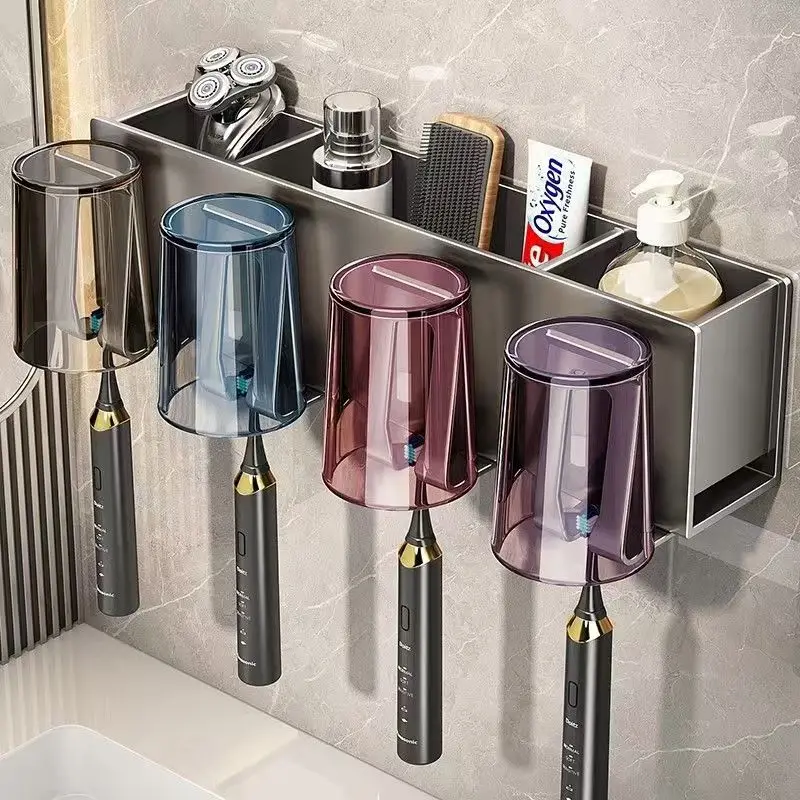 Metal Toothbrush Rack Aluminum Punch-FreeToothpaste Holder Wall-Mounted Bathroom StorageRacks Bathroom Accessories Organizer
Metal Toothbrush Rack Aluminum Punch-FreeToothpaste Holder Wall-Mounted Bathroom StorageRacks Bathroom Accessories Organizer