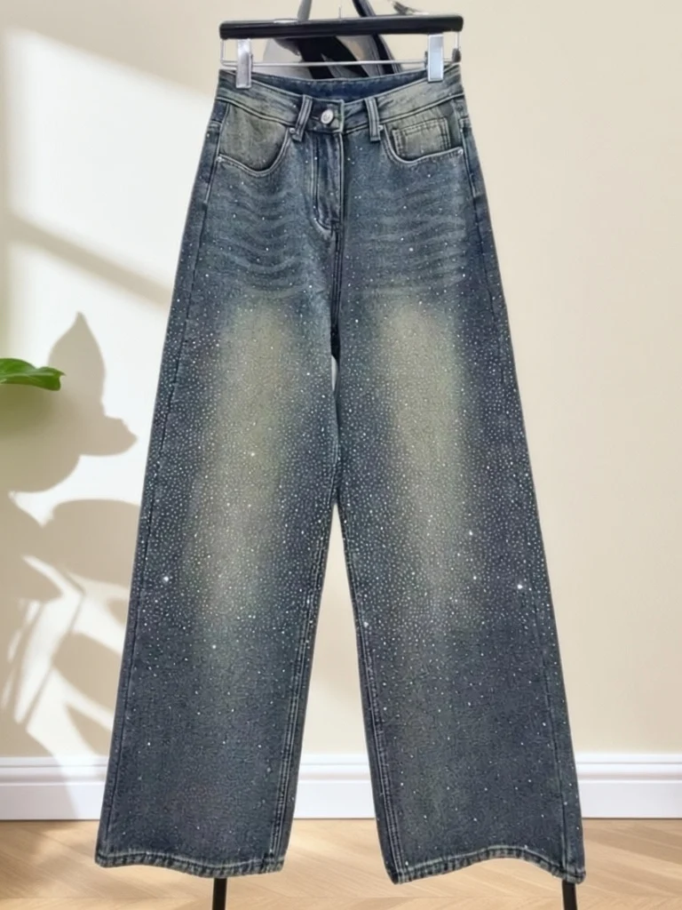 Sparkling Diamond High Waist Wide Leg Jeans Women's Casual Spring Faion plus Size Loose Fit Bootcut Denim Pants
Sparkling Diamond High Waist Wide Leg Jeans Women's Casual Spring Faion plus Size Loose Fit Bootcut Denim Pants