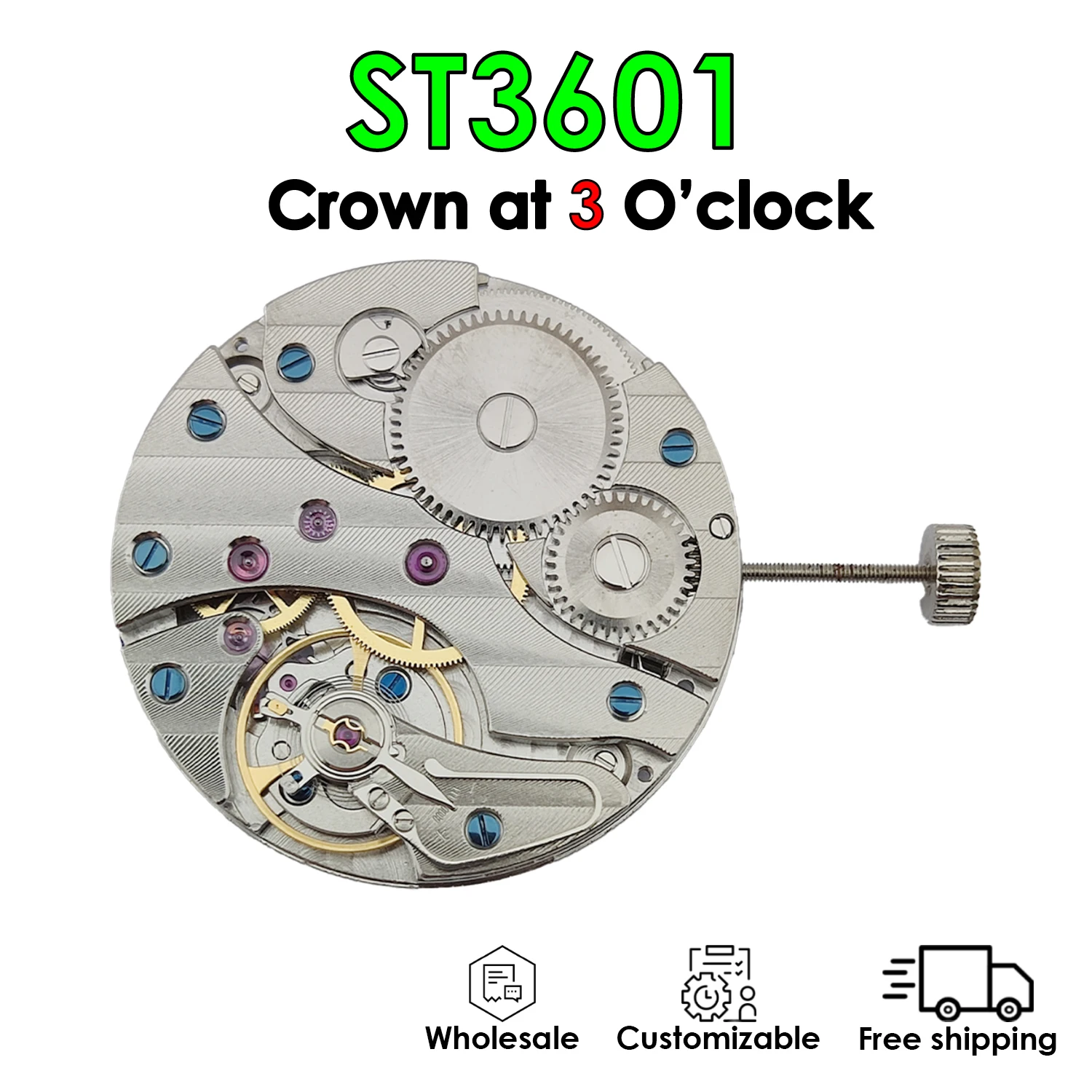 ST3601 Movement Manual winding Watch parts 29 jewel Free assemble High quality Refit accessory Whole sale China Original
ST3601 Movement Manual winding Watch parts 29 jewel Free assemble High quality Refit accessory Whole sale China Original