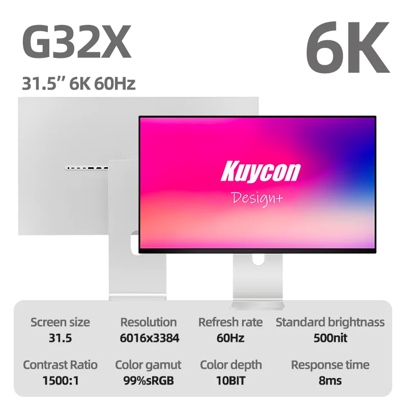 KUYCON G32X 6K New Arrival 6106x3384 PC Office 32 Inch Monitor Large-screen Matte Soft Light Display Monitor
KUYCON G32X 6K New Arrival 6106x3384 PC Office 32 Inch Monitor Large-screen Matte Soft Light Display Monitor