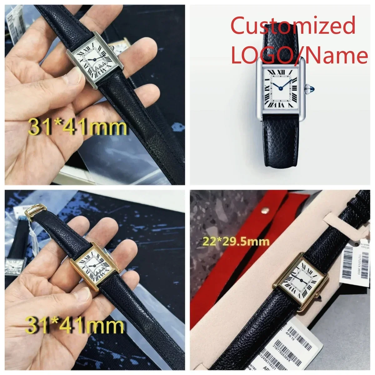 WWATCH Store Customized Watch Quartz Movement 22mm 27mm Mens Women 904L Stainless Steel Square Black Leather Gold
WWATCH Store Customized Watch Quartz Movement 22mm 27mm Mens Women 904L Stainless Steel Square Black Leather Gold