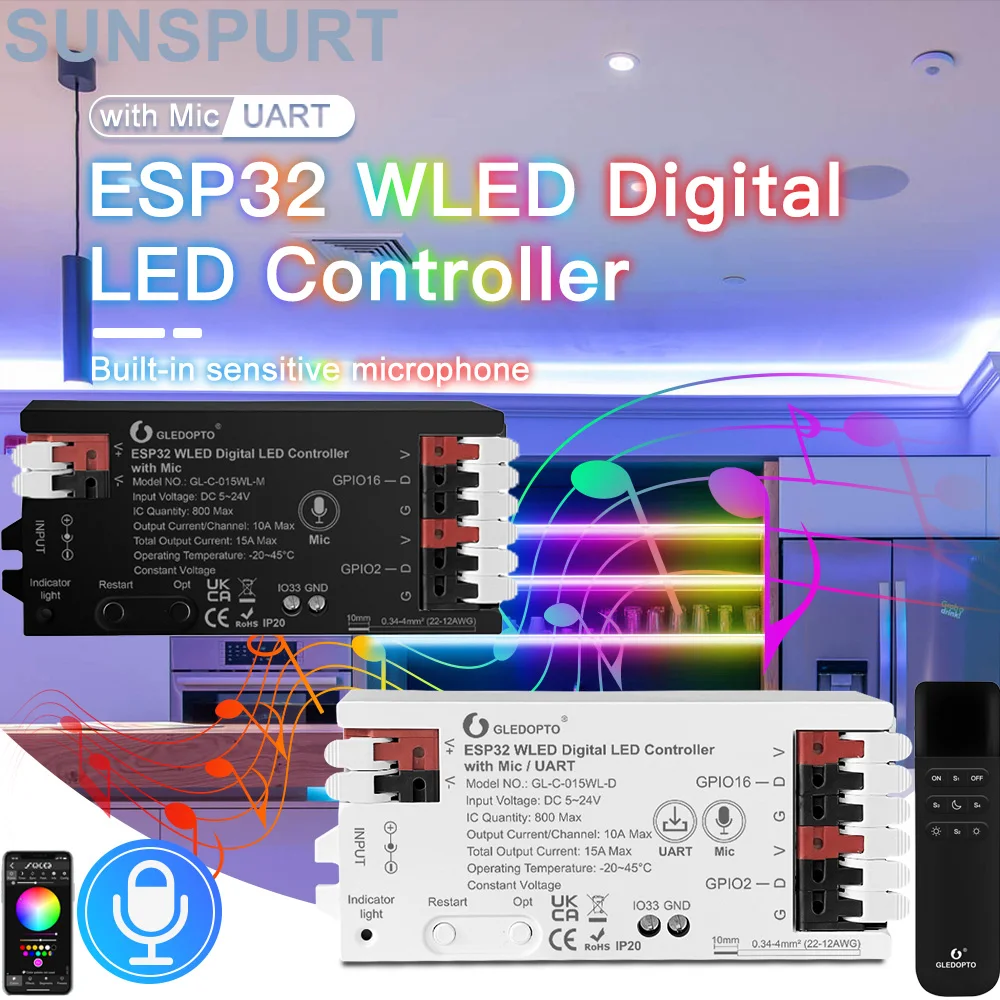 10 ESP32 WLED LED Controller DC5-24V Microphone Music DIY Dynamic Mode UART Download For WS2811 WS2812 WS2813 WS2815 Strip Light
10 ESP32 WLED LED Controller DC5-24V Microphone Music DIY Dynamic Mode UART Download For WS2811 WS2812 WS2813 WS2815 Strip Light