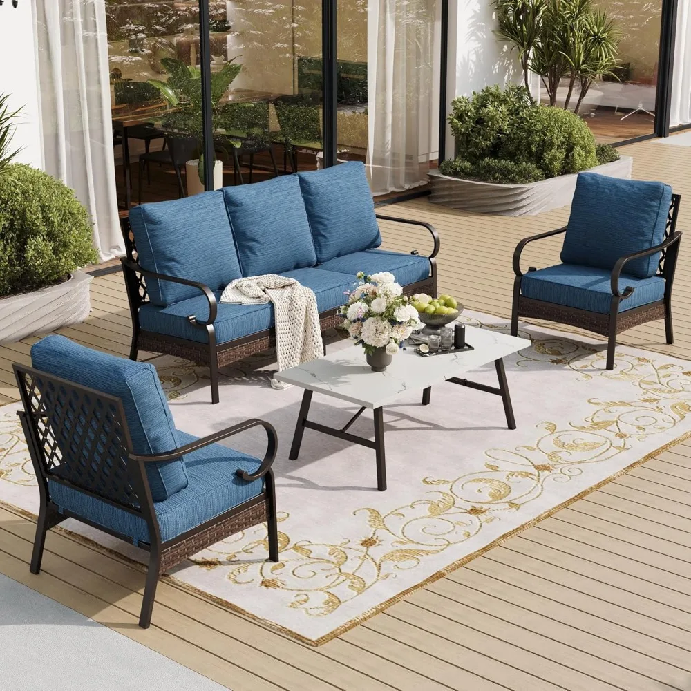 4-Piece Metal Patio Set – 3-Seater Sofa & 2 Chairs with 5.75" Ultra-Thick Cushions
4-Piece Metal Patio Set – 3-Seater Sofa & 2 Chairs with 5.75" Ultra-Thick Cushions
