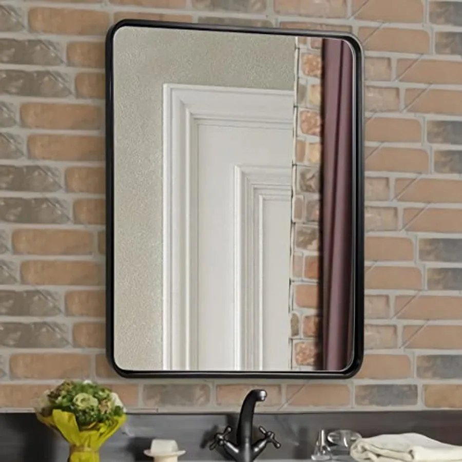 Bathroom vanity mirror for sinks black metal tube frame rounded rectangle shape 24x36 inches wall-mounted vertical/horizontal u
Bathroom vanity mirror for sinks black metal tube frame rounded rectangle shape 24x36 inches wall-mounted vertical/horizontal u