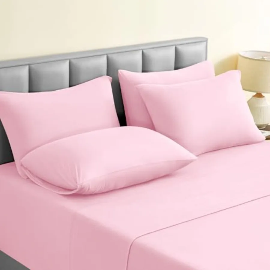 Jersey Knit Size Sheets Set 6 Pieces Stretch Super Soft and Wrinkle-Free Bed Sheets Spandex Blend with 18-inch Deep Pocket
Jersey Knit Size Sheets Set 6 Pieces Stretch Super Soft and Wrinkle-Free Bed Sheets Spandex Blend with 18-inch Deep Pocket
