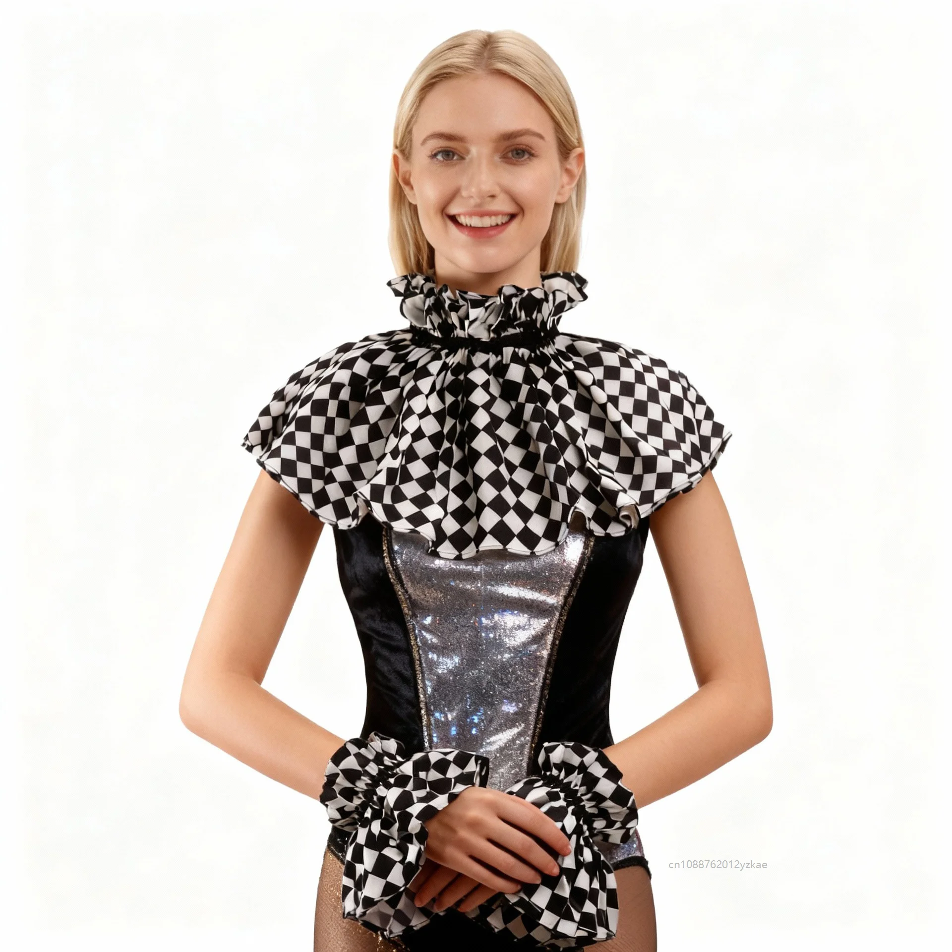 Unisex Clown Checkerboard Ruffled Collar Neck Cuffs Set Jester Jabot Fake Collar Halloween Cosplay Jester Costume Accessories
Unisex Clown Checkerboard Ruffled Collar Neck Cuffs Set Jester Jabot Fake Collar Halloween Cosplay Jester Costume Accessories