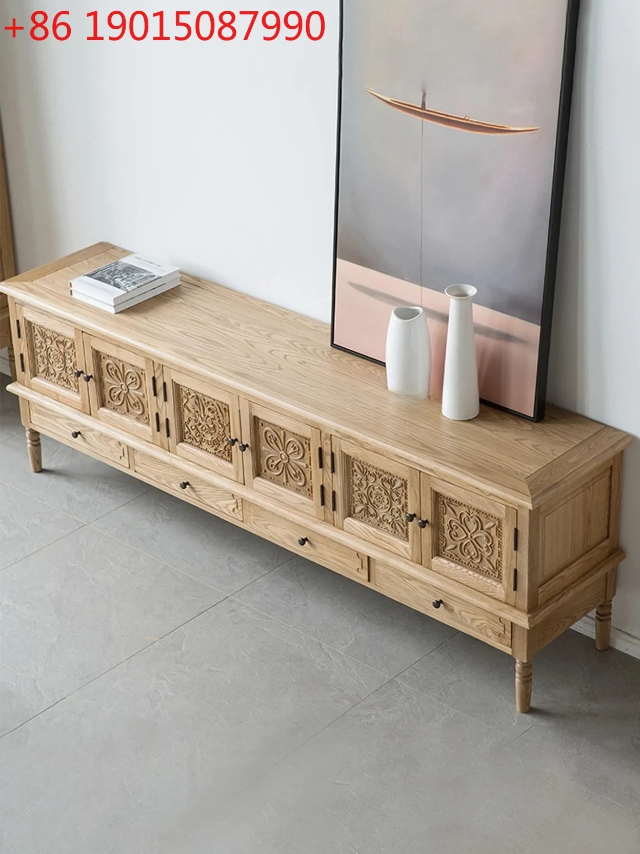 Vintage pastoral solid wood carving flower TV cabinet combination oak wabi wind living room long floor cabinet storage Nordic
Vintage pastoral solid wood carving flower TV cabinet combination oak wabi wind living room long floor cabinet storage Nordic
