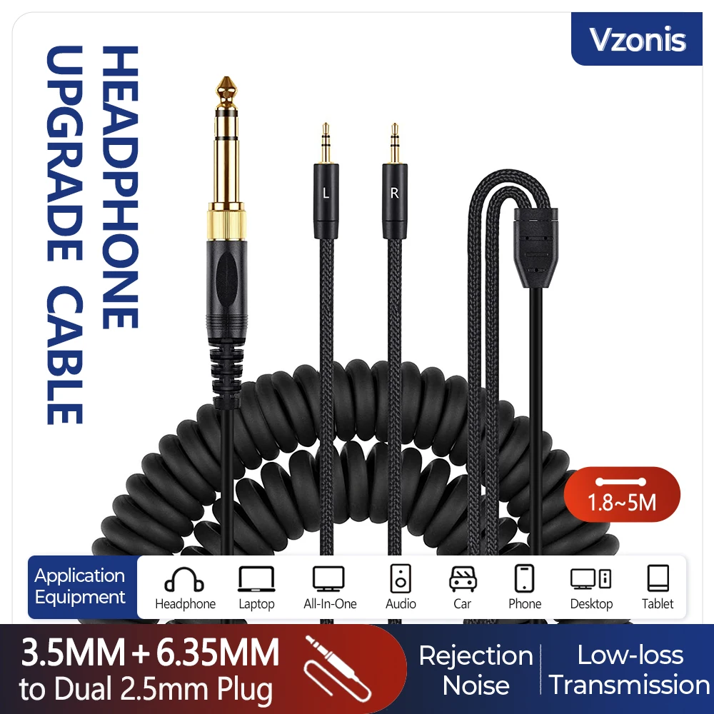 Headphone Upgrade Cable Spring Headset Wire with 3.5MM + 6.35MM to Dual 2.5MM Plug for HIFIMAN HE400i HE560 HE1000
Headphone Upgrade Cable Spring Headset Wire with 3.5MM + 6.35MM to Dual 2.5MM Plug for HIFIMAN HE400i HE560 HE1000