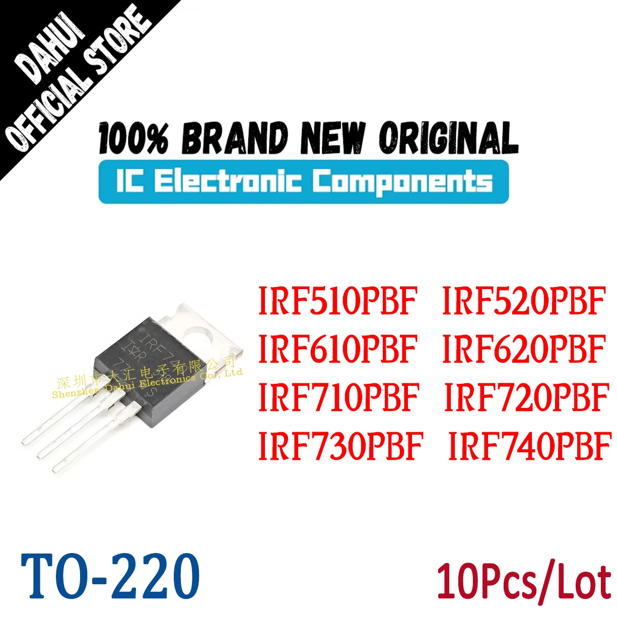 10Pcs IRF510PBF IRF520PBF IRF610PBF IRF620PBF IRF710PBF IRF720PBF IRF730PBF IRF740PBF IC Chip MOSFET TO-220
10Pcs IRF510PBF IRF520PBF IRF610PBF IRF620PBF IRF710PBF IRF720PBF IRF730PBF IRF740PBF IC Chip MOSFET TO-220