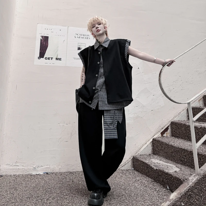 Летний американский комплект с контрастным клетчатым жилетом, мужской дизайнерский комплект Haome, широкие длинные брюки, комплект из двух предметов, модный комплект
Летний американский комплект с контрастным клетчатым жилетом, мужской дизайнерский комплект Haome, широкие длинные брюки, комплект из двух предметов, модный комплект