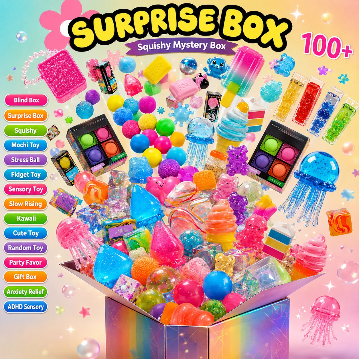 Mystery Squishy Blind Box - Assorted Mini Stress Relief Toys, Slow Rising Squishies, Animal & Food Shaped Squeeze Toys, Sensory Fidget Toys For Kids, Party Favors, Classroom Rewards, Easter Egg Fillers, Goodie Bag Stuffers, Anxiety Relie
Mystery Squishy Blind Box - Assorted Mini Stress Relief Toys, Slow Rising Squishies, Animal & Food Shaped Squeeze Toys, Sensory Fidget Toys For Kids, Party Favors, Classroom Rewards, Easter Egg Fillers, Goodie Bag Stuffers, Anxiety Relie