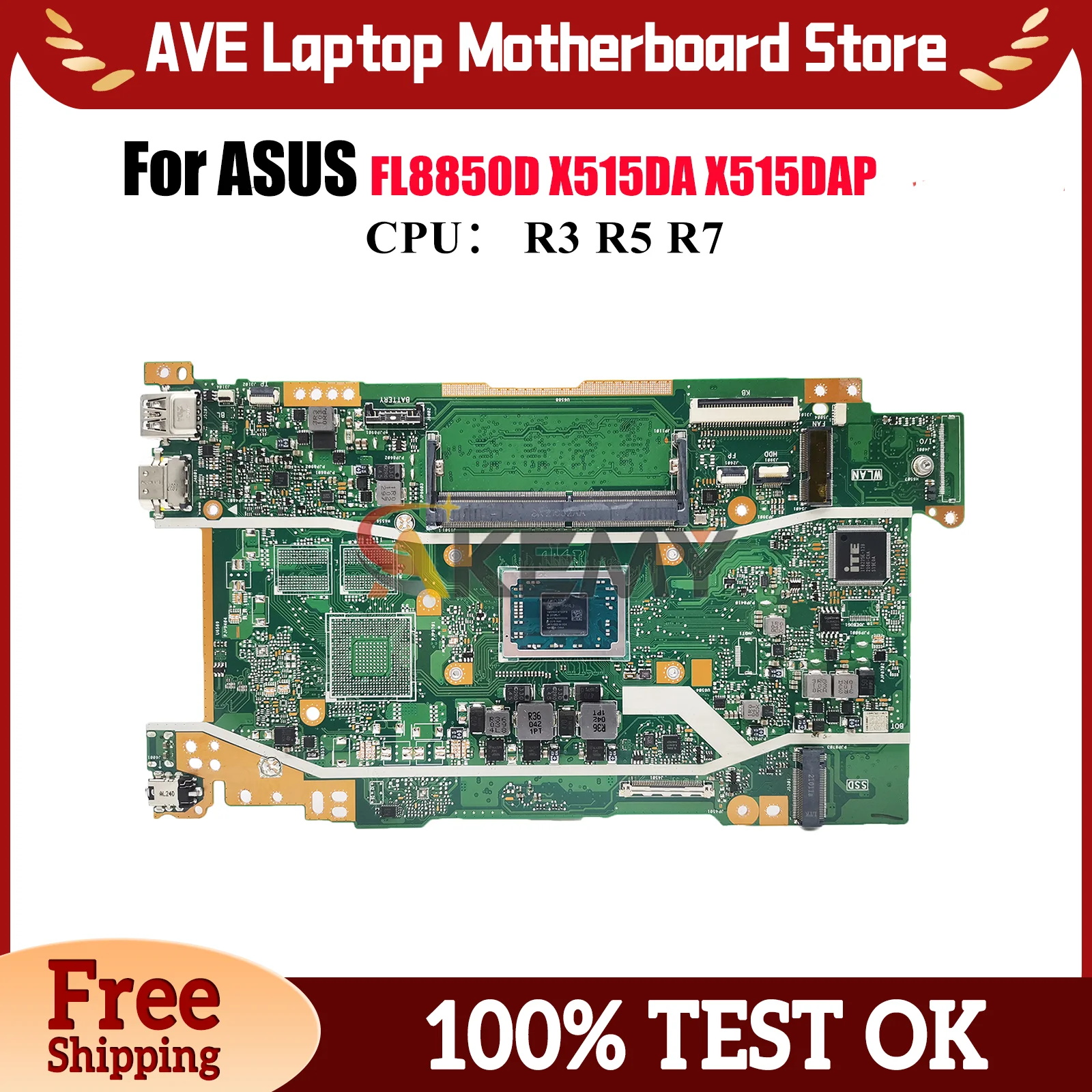 X415DA Материнская плата для ноутбука ASUS VivoBook X515DAP FL8850D X415D X515DA Материнская плата для ноутбука с процессором R3 R5 R7 100% tests OK stk
X415DA Материнская плата для ноутбука ASUS VivoBook X515DAP FL8850D X415D X515DA Материнская плата для ноутбука с процессором R3 R5 R7 100% tests OK stk
