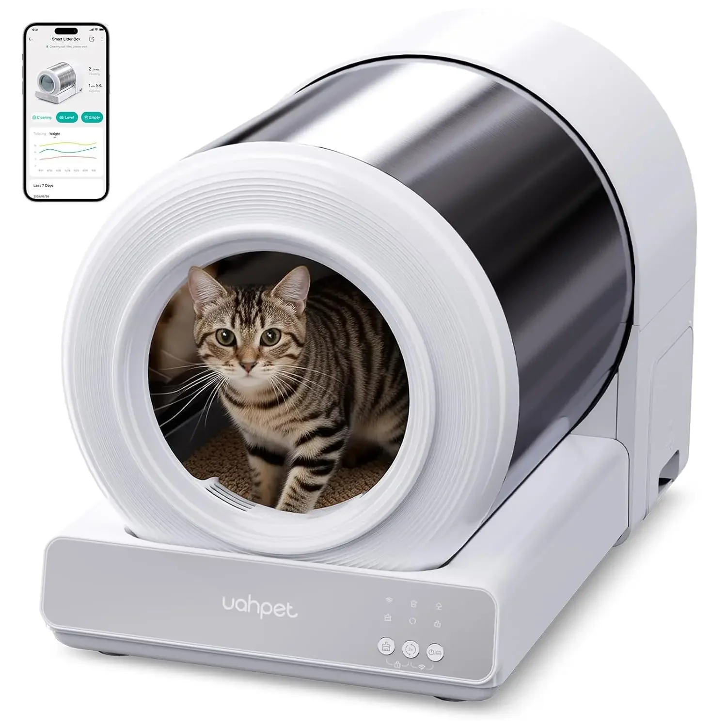 Stainless Steel Automatic Litter Box, Self Cleaning Cat Litter Box with APP Control, Multi-Cat Recognition, Lower, Customized
Stainless Steel Automatic Litter Box, Self Cleaning Cat Litter Box with APP Control, Multi-Cat Recognition, Lower, Customized