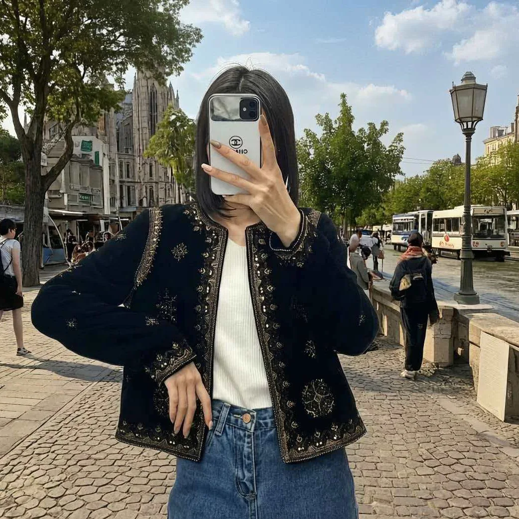 KIDCRKJ Minimalist Women Spring Velvet Jacket Embroidered Fashion Round Necj Slim Female Coat 2026 Best Selling Lady Outwear
KIDCRKJ Minimalist Women Spring Velvet Jacket Embroidered Fashion Round Necj Slim Female Coat 2026 Best Selling Lady Outwear