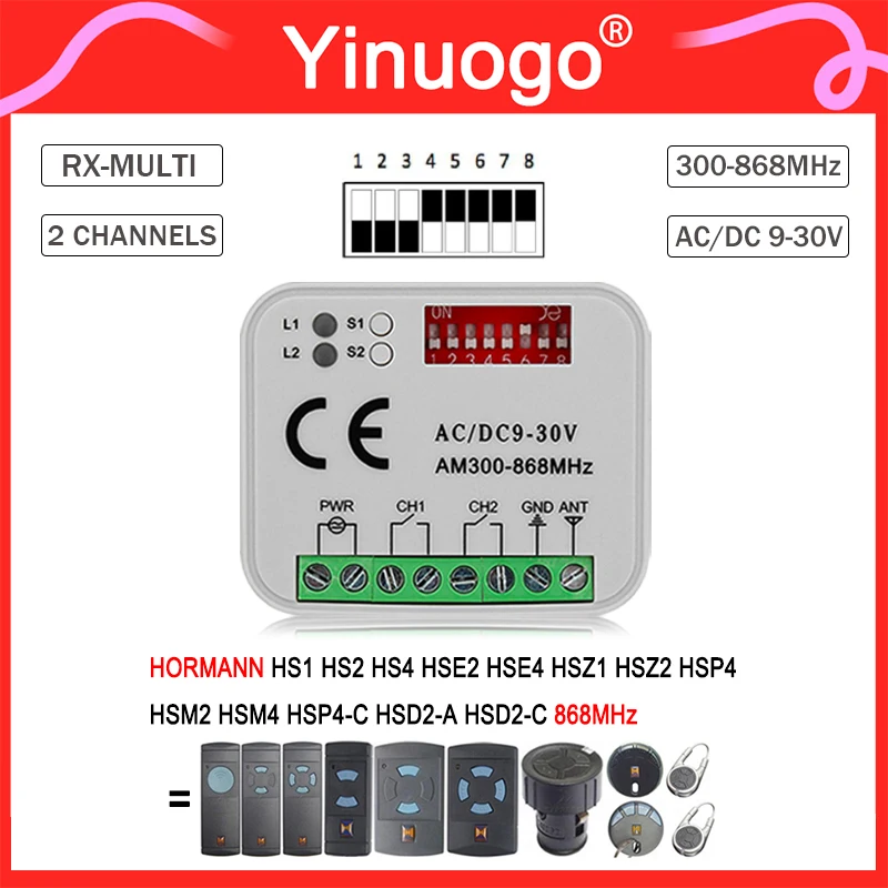 RX-MULTI Receiver Garage Door Controller 9V-30V For HORMANN HS1 HS2 HS4 HSE2 HSE4 HSZ1 HSZ2 HSP4 HSM2 HSM4 HSP4-C HSD2-A 868MHz
RX-MULTI Receiver Garage Door Controller 9V-30V For HORMANN HS1 HS2 HS4 HSE2 HSE4 HSZ1 HSZ2 HSP4 HSM2 HSM4 HSP4-C HSD2-A 868MHz