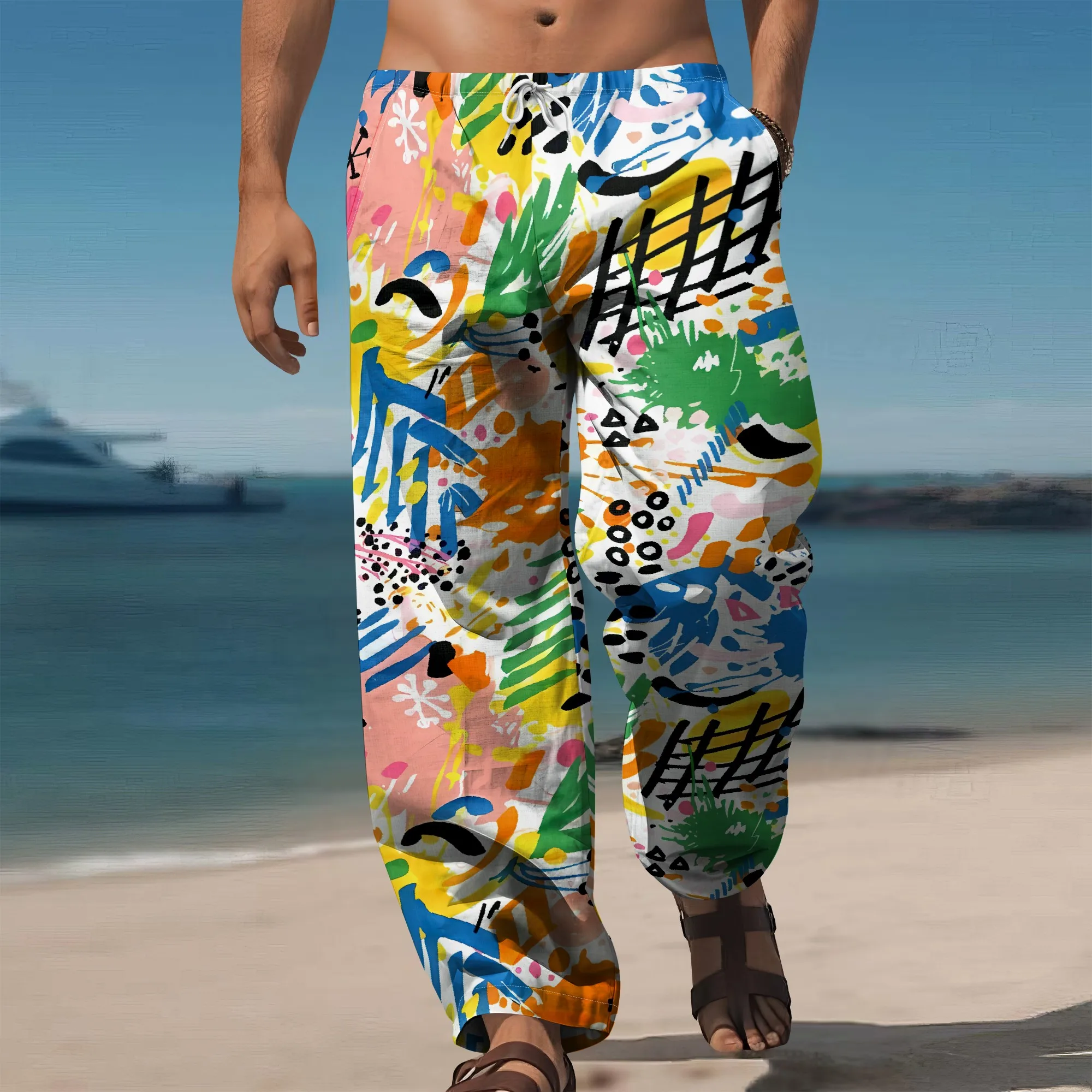 YEAE Colorful Abstract Art Print Pants for Men Summer Casual Loose Drawstring Trousers
YEAE Colorful Abstract Art Print Pants for Men Summer Casual Loose Drawstring Trousers
