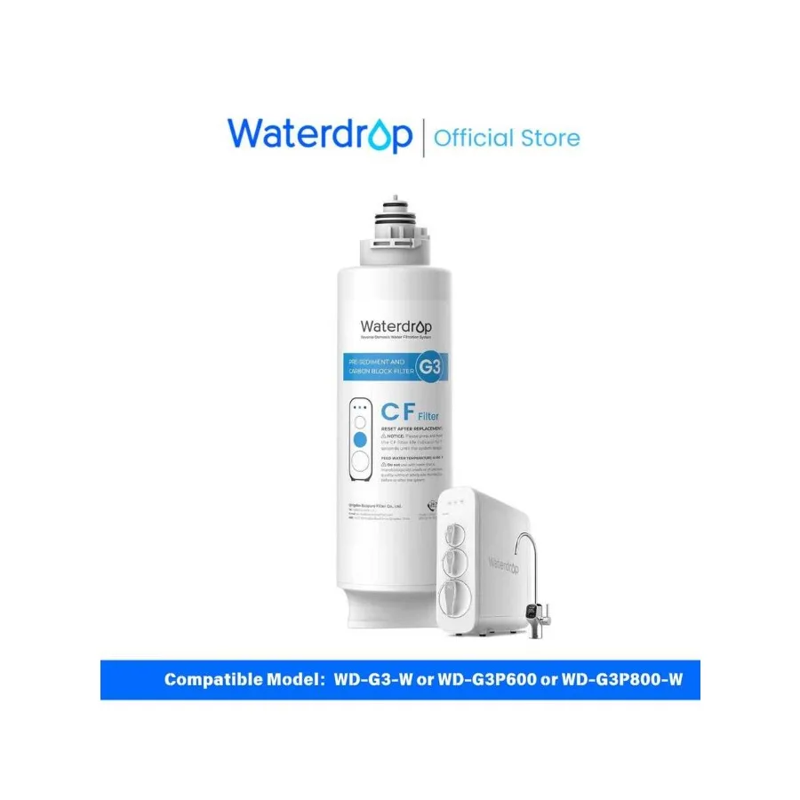Waterdrop WD-G3-CF Filter, Replacement For WD-G3-W, WD-G3P600 And WD-G3P800-W Reverse Osmosis System, 6-Month Lifetime
Waterdrop WD-G3-CF Filter, Replacement For WD-G3-W, WD-G3P600 And WD-G3P800-W Reverse Osmosis System, 6-Month Lifetime