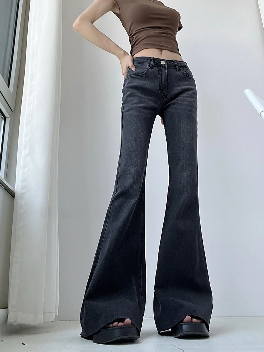 High Waist Bell Bottom Denim Jeans Women's Fish Tail Frayed Hem Long Leg Lengthening Deep Blue Trendy Body Contouring Pants
High Waist Bell Bottom Denim Jeans Women's Fish Tail Frayed Hem Long Leg Lengthening Deep Blue Trendy Body Contouring Pants