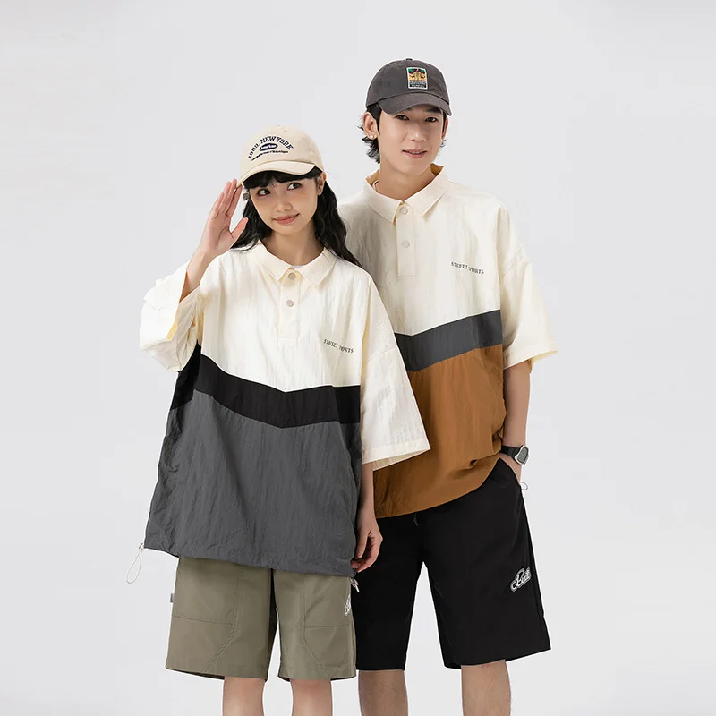 Couple Japanese Shirt Harajuku Oversized Short Sleeve Shirt for Big and Tall Men Women Stitching Polo Geometric Streetwear
Couple Japanese Shirt Harajuku Oversized Short Sleeve Shirt for Big and Tall Men Women Stitching Polo Geometric Streetwear