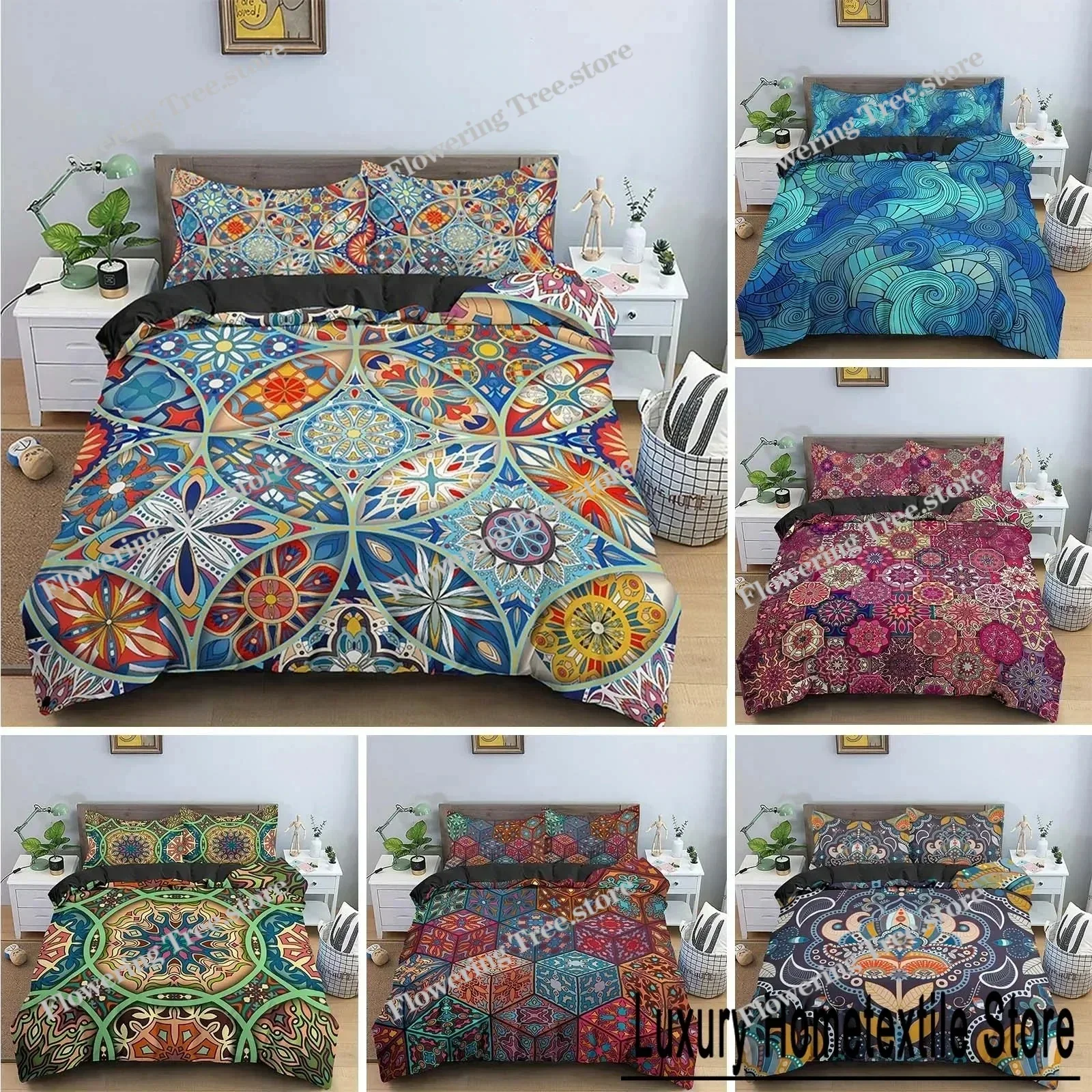 Vintage Bohemian Single King Queen Size Bedding Sets Boho Mandala Quilt Comforter Duvet Cover With Pillowcase Bedclothes
Vintage Bohemian Single King Queen Size Bedding Sets Boho Mandala Quilt Comforter Duvet Cover With Pillowcase Bedclothes