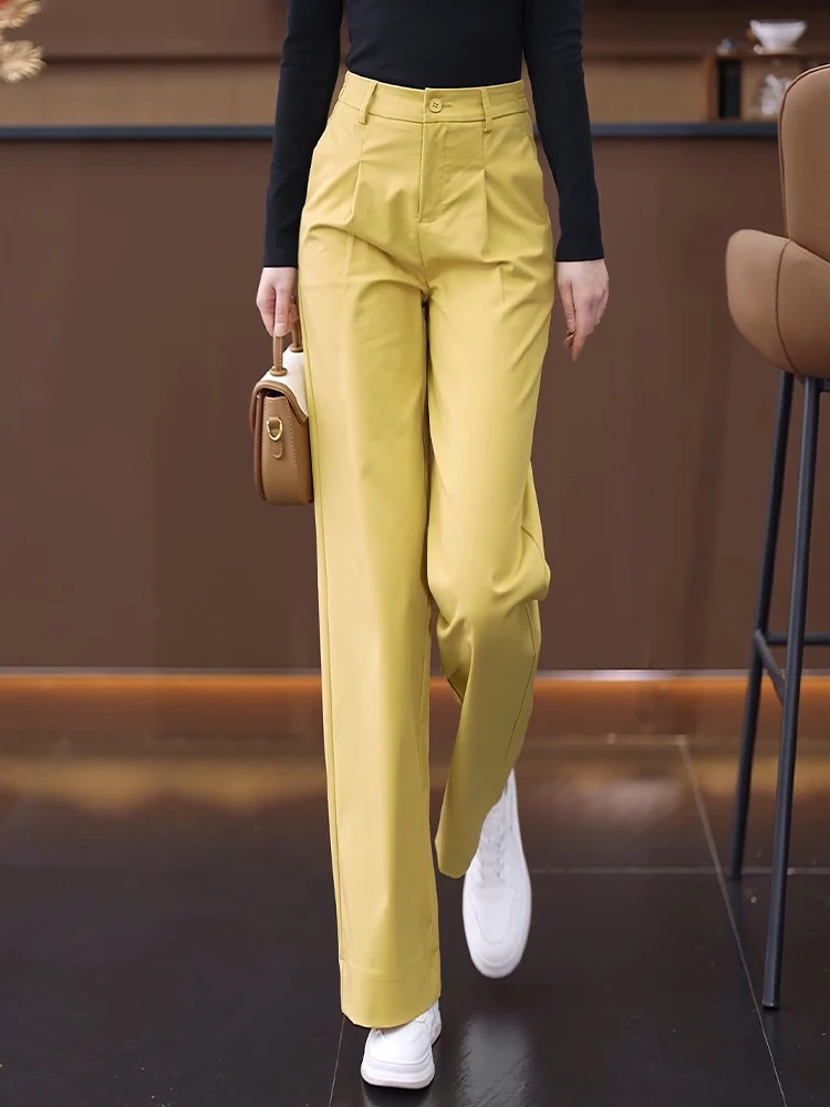 Yellow Cotton Slim Wide Leg Pants High Waist Suit Style Casual Straight Cut Women's Spring Autumn New Arrival
Yellow Cotton Slim Wide Leg Pants High Waist Suit Style Casual Straight Cut Women's Spring Autumn New Arrival