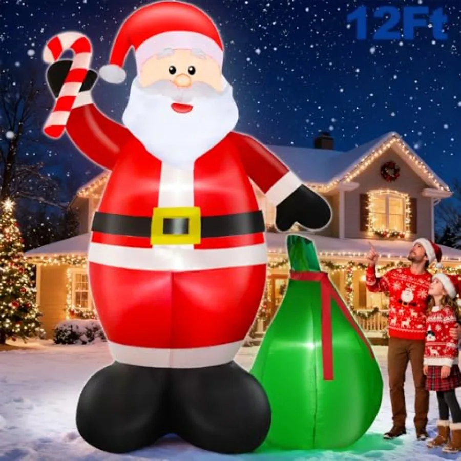 12 Ft by 7.6 Ft Giant Christmas Inflatables Decorations Outdoor Santa Claus with Gift Bag with LED Light for Christmas Blow Up
12 Ft by 7.6 Ft Giant Christmas Inflatables Decorations Outdoor Santa Claus with Gift Bag with LED Light for Christmas Blow Up