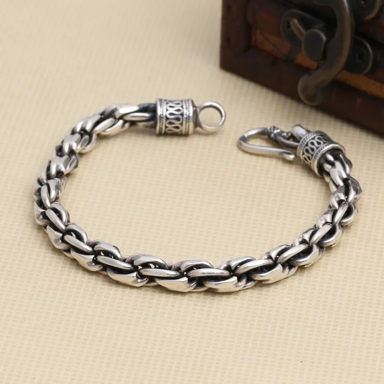 S925 sterling silver personalized jewelry retro thai silver men's large twist bracelet
S925 sterling silver personalized jewelry retro thai silver men's large twist bracelet