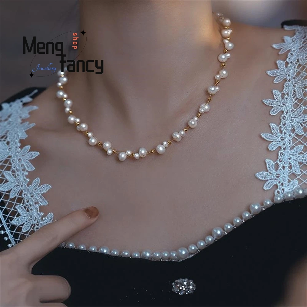 Freshwater Pearl Small Gold Bead Cross-Woven Necklace For Women, Retro French Fashion Style, Simple Collarbone Fashion Jewelry
Freshwater Pearl Small Gold Bead Cross-Woven Necklace For Women, Retro French Fashion Style, Simple Collarbone Fashion Jewelry
