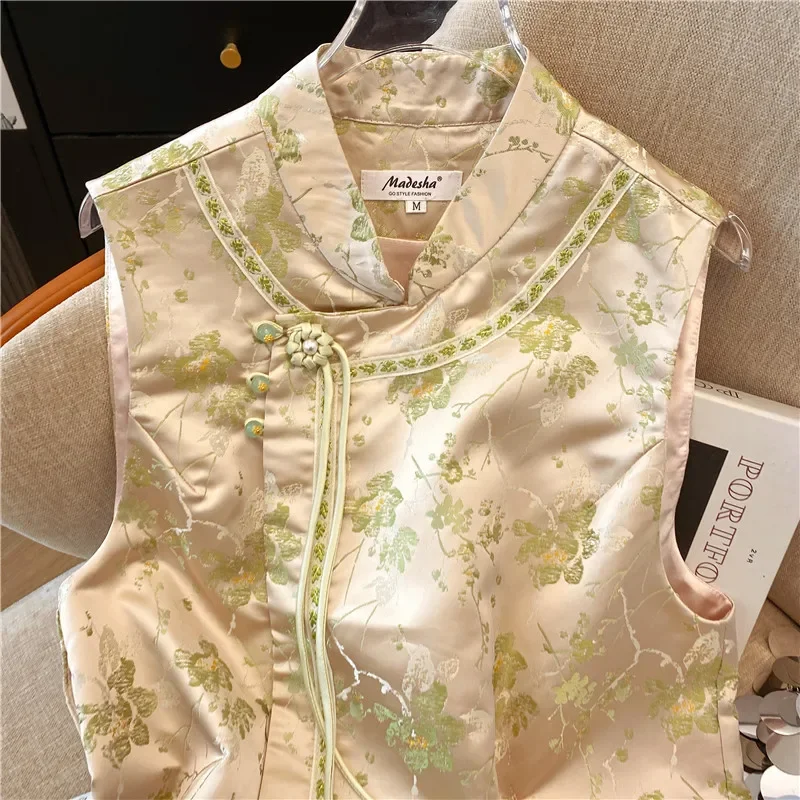 Improved Chinese Style Vest Top Skirt Women Elegant Qipao Sleeveless Jacket Vintage Jacquard Mandarin Collar Shirt Skirt
Improved Chinese Style Vest Top Skirt Women Elegant Qipao Sleeveless Jacket Vintage Jacquard Mandarin Collar Shirt Skirt