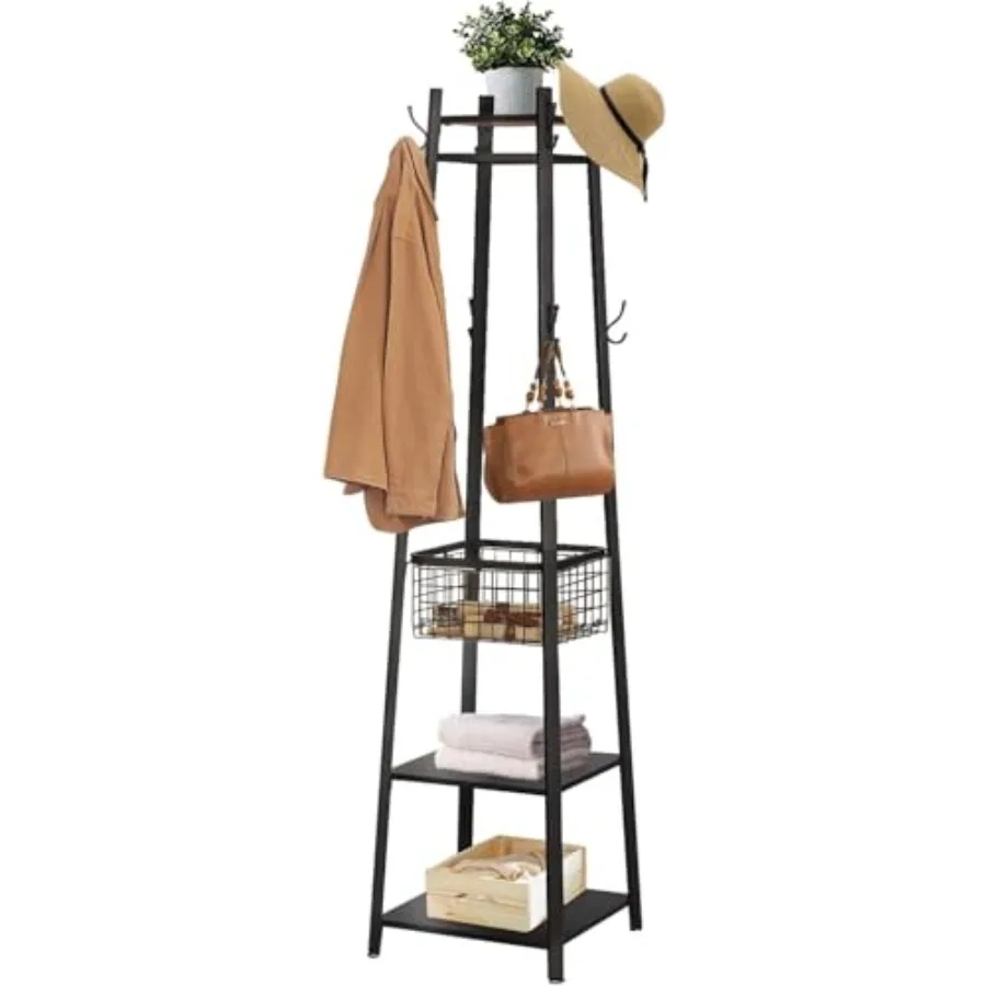 Coat Rack FreestandingHall Tree with Metal Basket and Storage Shelves Industrial Coat Rack Stand with 8 Hooks for Hanging Coats
Coat Rack FreestandingHall Tree with Metal Basket and Storage Shelves Industrial Coat Rack Stand with 8 Hooks for Hanging Coats