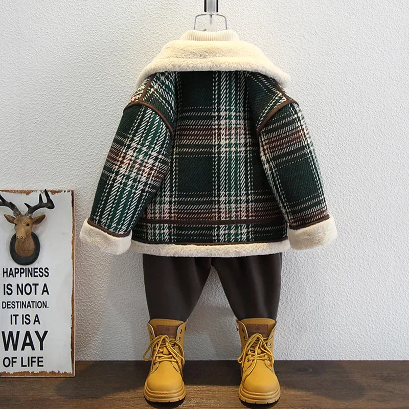 Boys Woolen Coats Jackets Plus Thicken 2024 Plush Warm Velvet Winter Autumn Cotton High Quality Children's Clothing
Boys Woolen Coats Jackets Plus Thicken 2024 Plush Warm Velvet Winter Autumn Cotton High Quality Children's Clothing