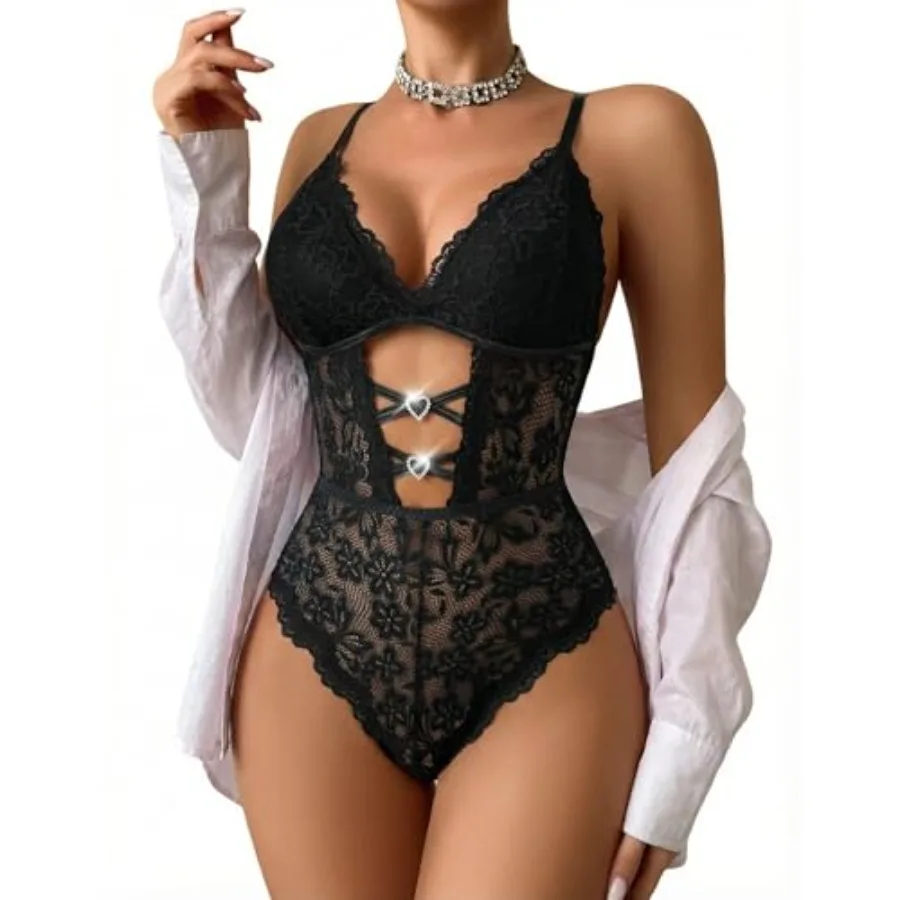 Avidlove Lingerie for Women Sexy Lace Bodysuit with Chain V Teddy Lingerie Rhinestone Cut Out One Pcs Babydoll Nightgown
Avidlove Lingerie for Women Sexy Lace Bodysuit with Chain V Teddy Lingerie Rhinestone Cut Out One Pcs Babydoll Nightgown