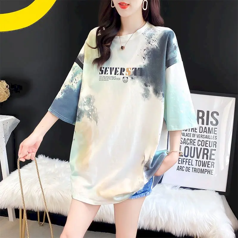 Cotton short-sleeved t-shirt trend women summer Korean loose t shirt fashion large size medium length top casual womens clothing
Cotton short-sleeved t-shirt trend women summer Korean loose t shirt fashion large size medium length top casual womens clothing