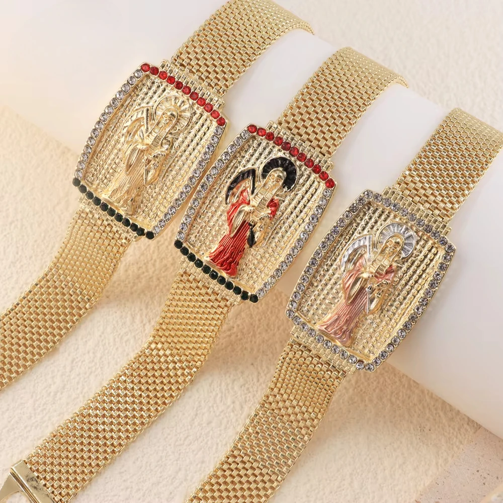 Luck Hot Sale Religious Jewelry Holy Death Pendant La Santa Muerte Grim Reaper Watchband Bracelet Suitable for Couples Gift
Luck Hot Sale Religious Jewelry Holy Death Pendant La Santa Muerte Grim Reaper Watchband Bracelet Suitable for Couples Gift