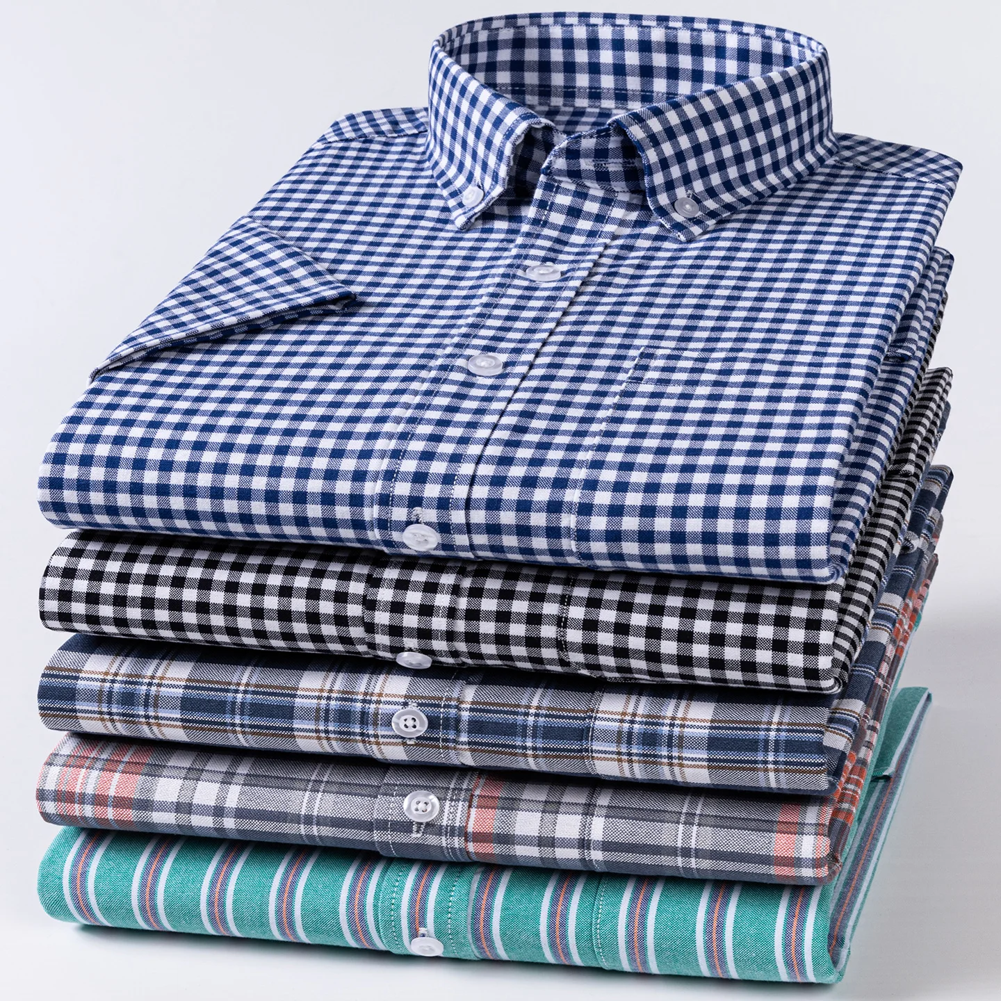 PLus size 6XL 100%cotton oxford summer short sleeve shirts for men single pocket plaid casual top elegant korean fashion clothes
PLus size 6XL 100%cotton oxford summer short sleeve shirts for men single pocket plaid casual top elegant korean fashion clothes